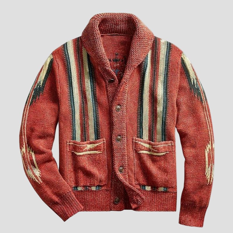 Adrian | Vintage Jacquard Knit Cardigan with Elegant Lapel - Image 3