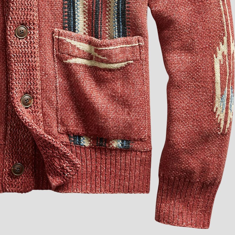 Adrian | Vintage Jacquard Knit Cardigan with Elegant Lapel - Image 5