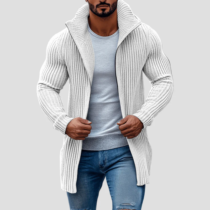 Julian Striped Knit Cardigan with Stand-Up Collar - Image 3