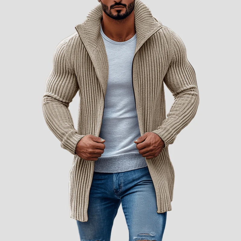 Julian Striped Knit Cardigan with Stand-Up Collar - Image 4