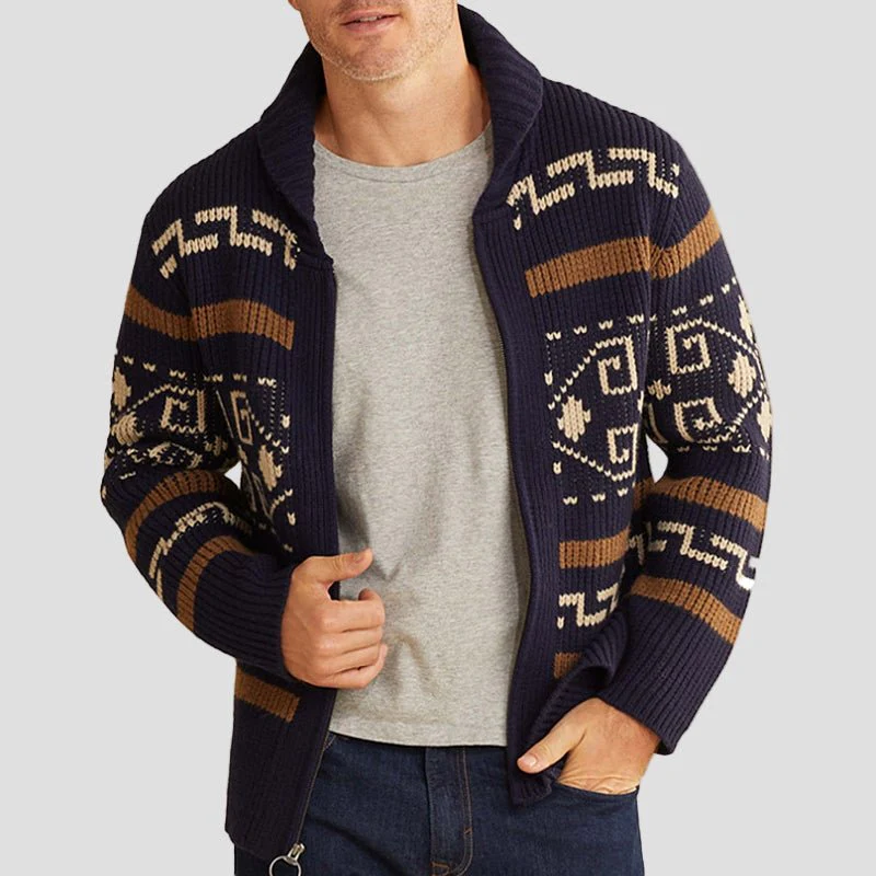 Maxwell Geometric Lapel Knit Cardigan — Modern, Cozy Sweater - Image 7