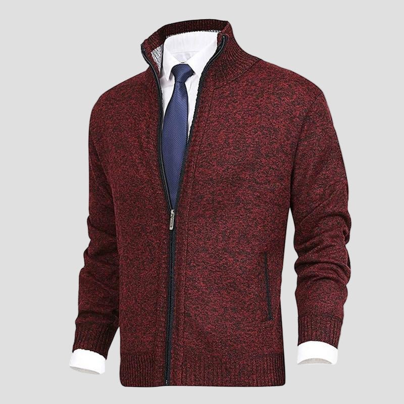 Owen | Solid Knit Cardigan with Stand Collar - Image 3