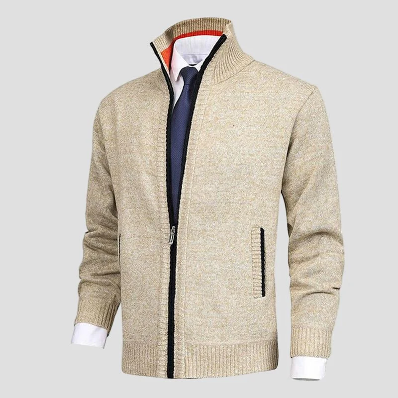 Owen | Solid Knit Cardigan with Stand Collar - Image 4