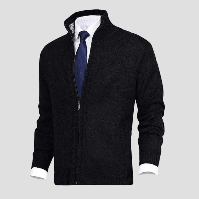 Owen | Solid Knit Cardigan with Stand Collar - Image 5