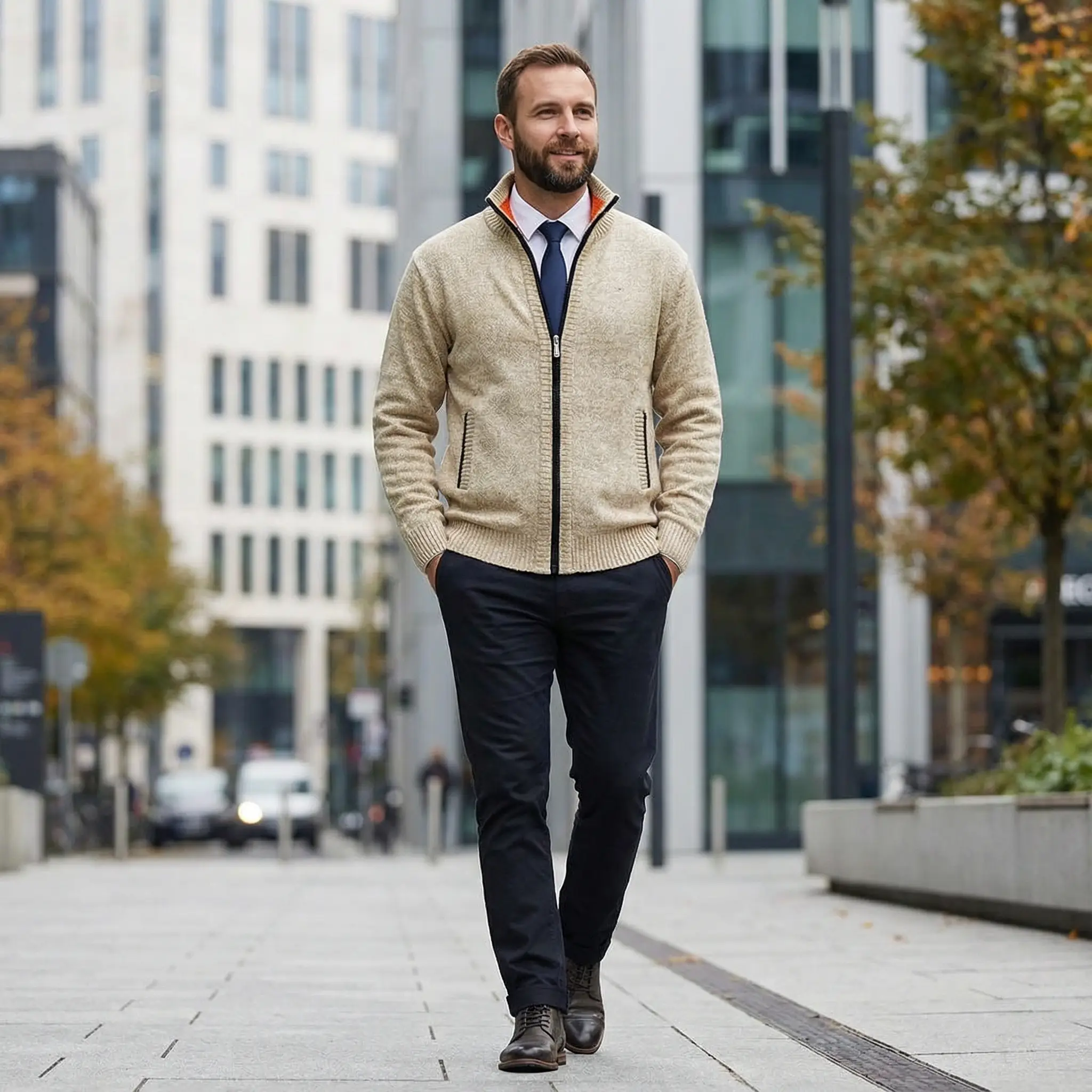 Owen | Solid Knit Cardigan with Stand Collar - Image 9