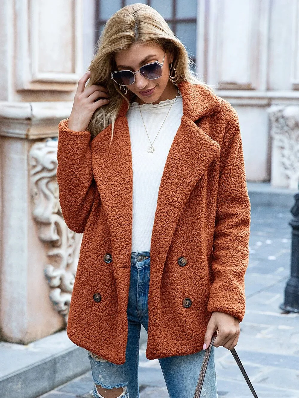 Short Teddy Jacket for a stylish and soft look - Brown - Image 17