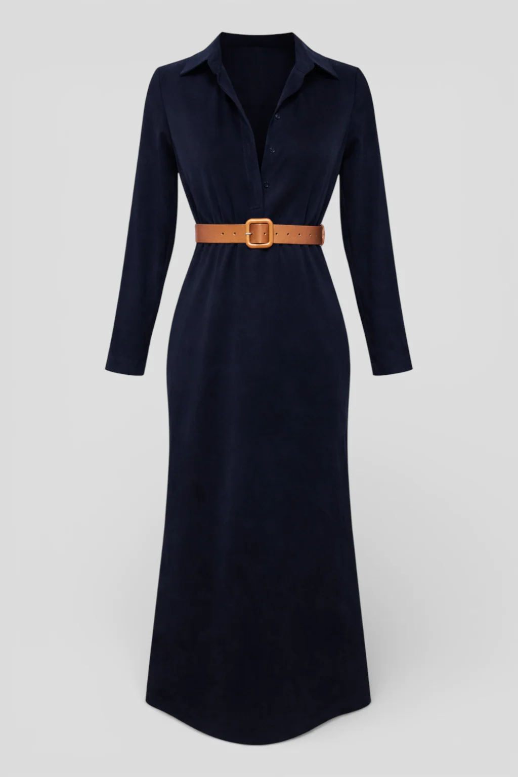 Simple and Elegant Maxi Polyester Dress with Bow Tie - Image 7
